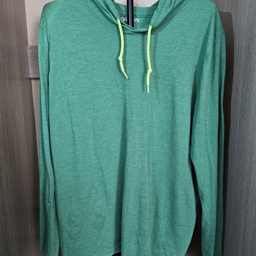 Gildan Green Hoodie with Neon Yellow Accents